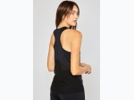 Women's Contrast Mesh Racer Back Tank Top in Black - SIZE S