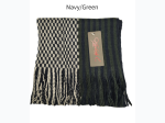 Unisex Multi Tone Pattern Scarf w/ Fringe - Stripe/Check