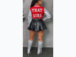 Junior's Cropped "That Girl" Varsity Jacket in Red