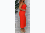 Junior's Spaghetti Strap Wide Leg Jumpsuit in Orange - SIZE M