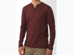 Men's Long Sleeve Notch V-Neck Henley Shirt  - 3 Color Options