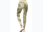 Women's Yoga Style Green Tie-Dye Fitted Leggings - One Size Fits Most - Sizes 2-12