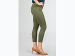 Missy Basic Crop Ankle Jean With Hem Slit in Olive