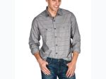 Men's Comfort-Fit Cotton Chambray Casual Shirt in Grey