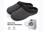 Men's Woolen Fabric Memory Foam Slippers In Grey - SIZE S