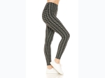 Women's Black/Grey Houndstooth Printed Knit Legging  - One Size Fits Most - Size 2-12