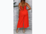 Junior's Spaghetti Strap Wide Leg Jumpsuit in Orange - SIZE M