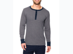 Men's Striped Double Layer Thermal Long Sleeve Henley Top - 3 Color Options