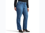 Women's Plus Straight Leg Mid-Rise Relaxed Fit Jeans - Long Length