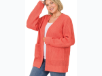 Plus Size Low Gauge Waffle Open Front Cardigan - 2 Color Options