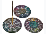 Colorful 3" Round Floral Mandala Soapstone Incense Burner - Style May Vary