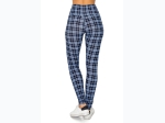 Women's High Waisted Blue Plaid  Leggings - One Size Fits Most - Size 2-12