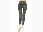 Women's Black/Grey Houndstooth Printed Knit Legging  - One Size Fits Most - Size 2-12