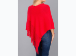 Women's Cage With Ribbed Knit Thick Fringed V-Neck Poncho - 6 Color Options