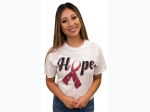 Women's & Women's Plus Pink Ribbon Hope Graphic T-Shirt in White