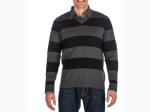 Men's 100% Cotton Rugby Stripe V-Neck Essential Sweater - 2 Color Options