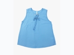 Junior's Sleeveless Grommet Lace Up Detail Top In Blue