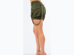 Junior Plus High Waist Mini Shorts With Suspenders - OLIVE - SIZE 2X