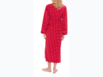 Womens Microfleece Soft Spa Robe - Dots Diva Red/White