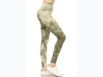 Women's Yoga Style Green Tie-Dye Fitted Leggings - One Size Fits Most - Sizes 2-12