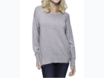 Women's Box-Packaged Cashmere/Wool Blend Crew Neck Sweater with Side Zip - 2 Color Options