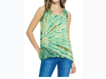 Women's Tie Dye Tank Top With Lace Detail - Green