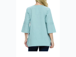 Women's Solid Color Pleated Top In Mint Green - SIZE S