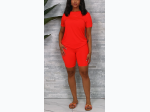 Plus Size Solid Top & Biker Shorts Set - ORANGE - SIZE 3X