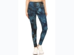 Women's High Waisted Midnight Blue Tie-Dye Leggings - One Size Fits Most - Size 2-12