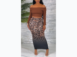 Junior's Leopard Ombre Mesh Maxi Skirt