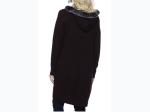 Women's Box-Packaged Tocco Reale Wool Blend Zip Cardigan with Fur Trim Hood - 3 Color Options