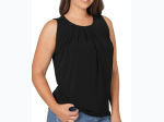 Plus Size ITY Sleeveless Front Neck Pleat Top - 3 Color Options