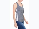 Women's Double Side Stripe Racer Back Tank Top in Grey