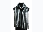 Unisex Multi Tone Pattern Scarf w/ Fringe - Zig Zag