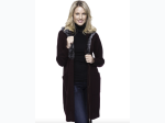 Women's Box-Packaged Tocco Reale Wool Blend Zip Cardigan with Fur Trim Hood - 3 Color Options