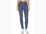 Women's High Waisted Blue Plaid  Leggings - One Size Fits Most - Size 2-12