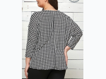 Plus Size Houndstooth Twisted Tunic Blouse