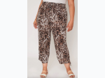 Plus Size Elastic Waist Flood With Drawstring Hem - Animal Print