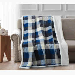 Blue and Grey Plaid Throw