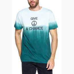 Men's Split Tie Dye "Give Peace a Chance" T- Shirt in Green