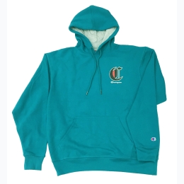 Men's Champion Hoodie With Large Back Logo - In Deep Teal