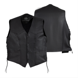 Rocky Mountain Hides™ Solid Genuine Buffalo Leather Vest With Conceal Carry Gun Pockets