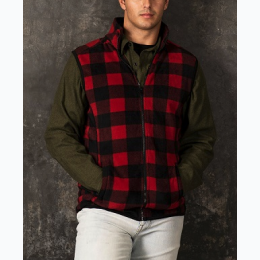 Big & Tall Men's Polar Fleece Full - Zip Vest In Buffalo Plaid