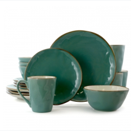 Elama Caribean Tide 16 Piece Luxurious Stoneware Dinnerware Set