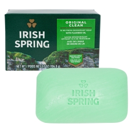 Irish Spring Original Bar Soap w/ Flaxseed Oil -  3.7 oz, Single Bar