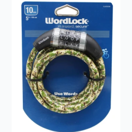 WordLock 10mm 5 Foot Resettable Steel Bike Lock - 3 Color Options