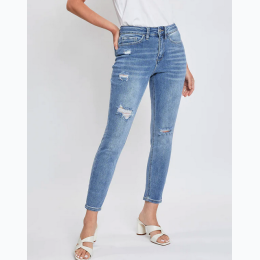 Missy's Vintage Dream High-Rise Distressed Skinny Jean in Ripped Medium Wash