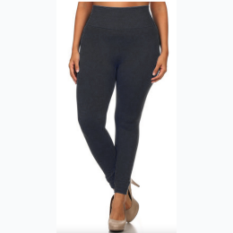 Plus Size High Waisted Fleece Leggings - 5 Color Options