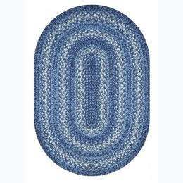 HomeSpice Decor - Denim Blue Jute Braided Oval Rug - 27" X 45"