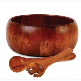 Gibson Home Laroda 3-Piece Salad Bowl Set, Brown Wood